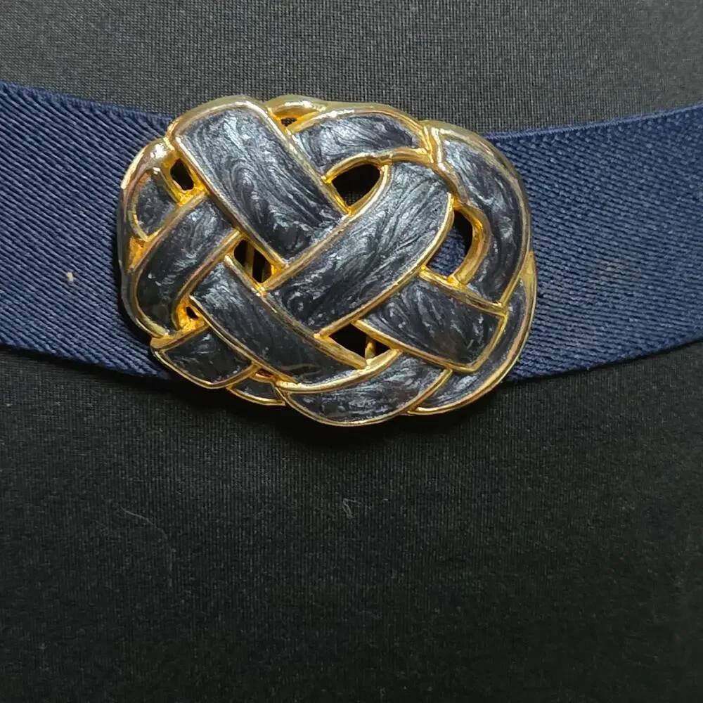Vintage Navy Blue Elastic Belt